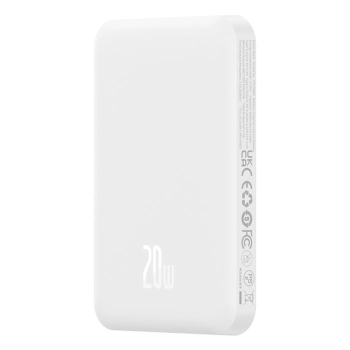 Зовнішній акумулятор Baseus Magnetic Mini Wireless Fast Charge Power Bank 5000mAh 20W Stellar White（With Simple Series Charging Cable Type-C to Typ (P10022107223-00)