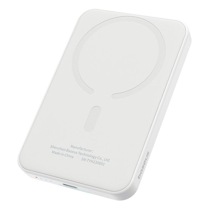 Зовнішній акумулятор Baseus Magnetic Mini Wireless Fast Charge Power Bank 5000mAh 20W Stellar White（With Simple Series Charging Cable Type-C to Typ (P10022107223-00)