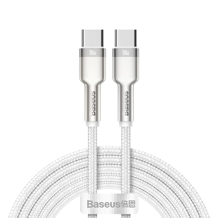 Кабель Baseus Cafule Series Metal Data Cable Type-C to Type-C 100W 2m White (CATJK-D02)