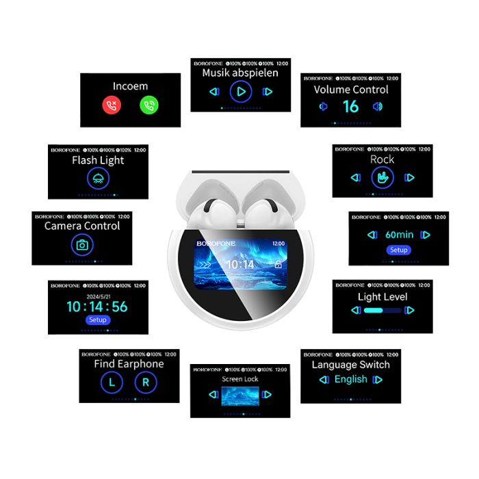Бездротові навушники TWS BOROFONE BW87 Mist, touch screen, White (6941991119491)