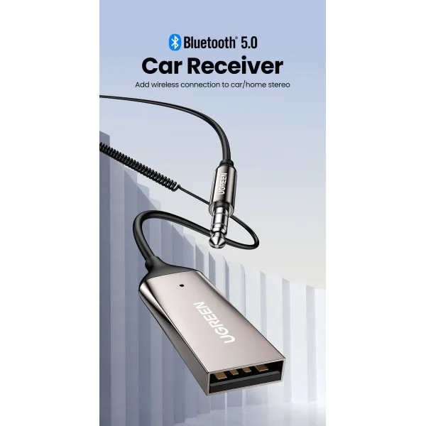 Bluetooth-ресивер UGREEN CM309 Bluetooth Car Receiver Aux with Mic Space Gray (UGR-70601)