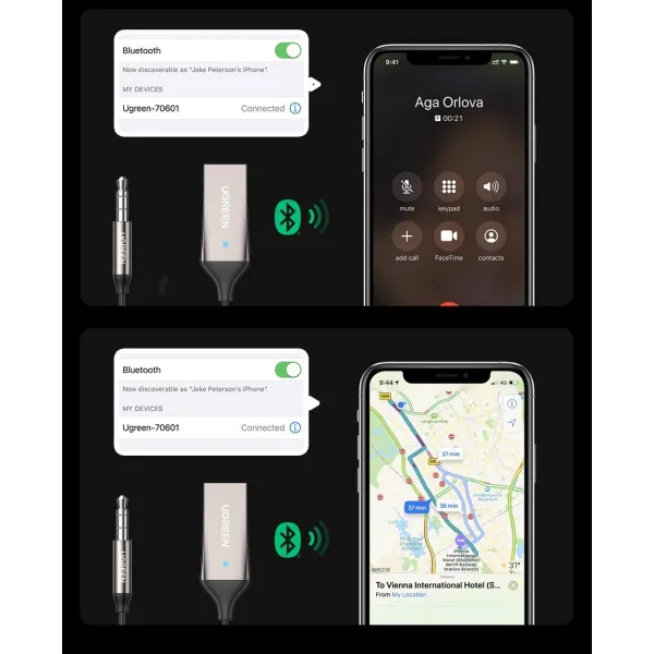 Bluetooth-ресивер UGREEN CM309 Bluetooth Car Receiver Aux with Mic Space Gray (UGR-70601)