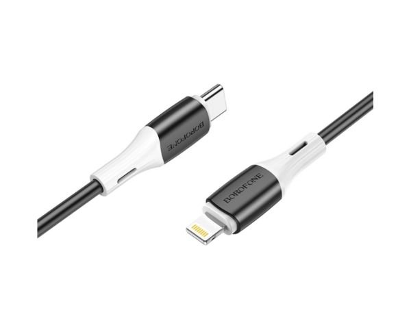 Кабель BOROFONE BX79 Type-C to iP 3A, 20W, 1m,, silicone, silicone connectors, Black (6974443384727)
