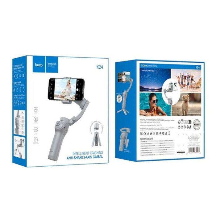 Триосьовий стабілізатор HOCO K24 Support 3-axis smart gimbal Gray (6942007635547)