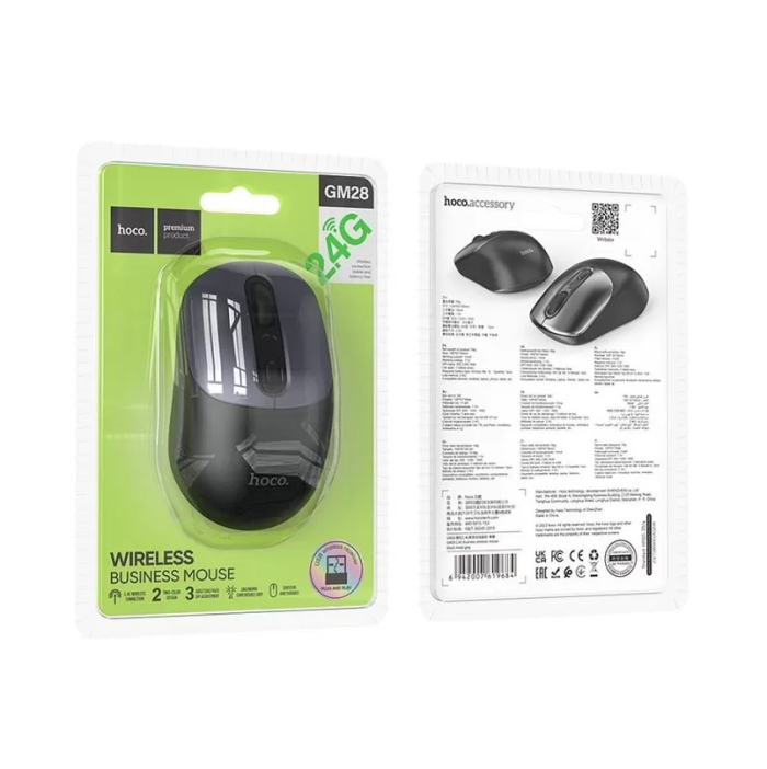 Маніпулятор миша HOCO GM28 2.4G business wireless mouse Black Metal Gray (6942007619684)