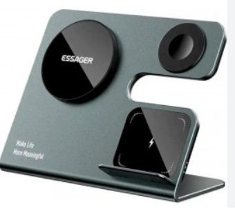Бездротовий мультизарядний пристрій Essager  Ruicheng desktop magnetic suction 15W (3 in 1)  black (EWXZM-RC0G-Z)