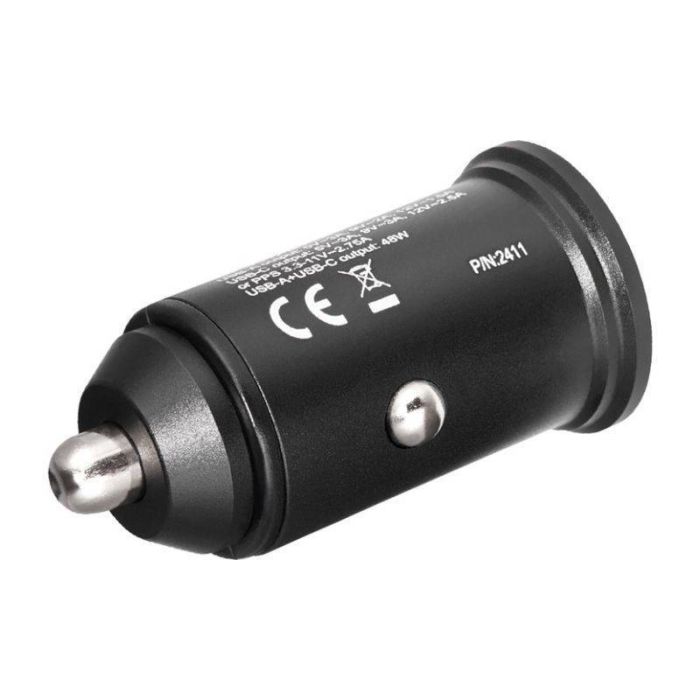 Зарядное устройство для авто Brevia ePower DualMetal 48Вт 1xUSB-C 1xUSB-A черный (46248CAB)