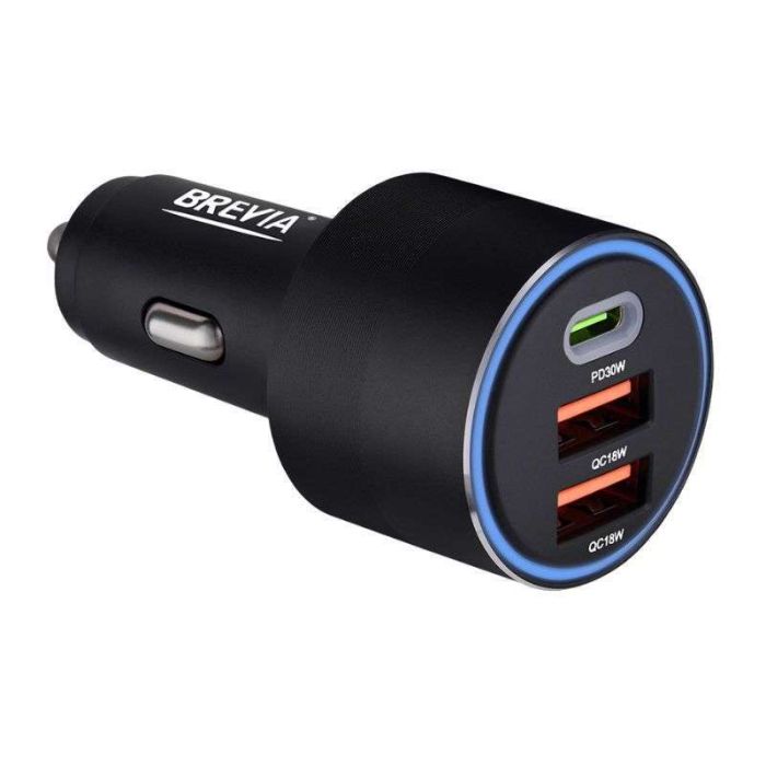 Автозарядка BREVIA ePower TriCharge 66W 1xUSB-C 2xUSB-A черная для авто (46066DUCLB)