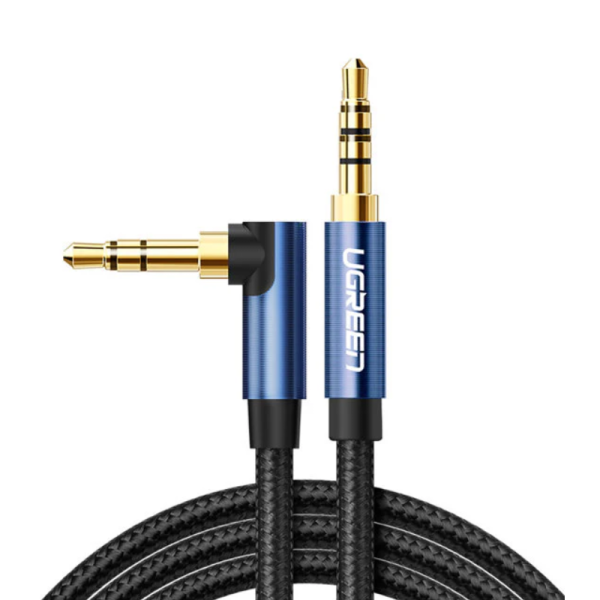 Аудіокабель UGREEN 3.5mm Male to 3.5mm Male Cable Gold Plated Metal Case with Braid 1m (Blue Black) (UGR-60179)
