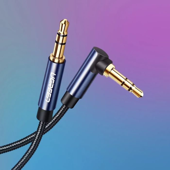 Аудіокабель UGREEN 3.5mm Male to 3.5mm Male Cable Gold Plated Metal Case with Braid 1m (Blue Black) (UGR-60179)