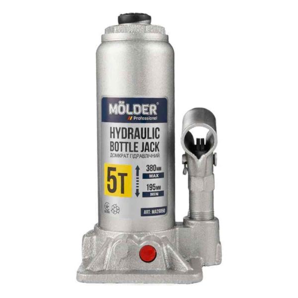 Гидравлический бутылочный домкрат для авто 5т Molder 195-380 мм в коробке (MA29050)