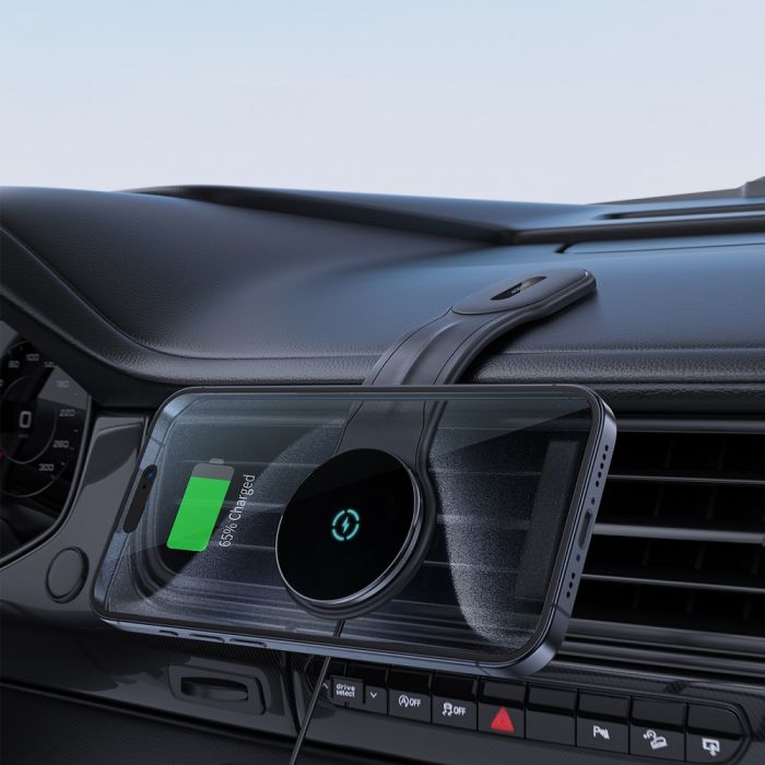 Автотримач для телефона з БЗП ACEFAST D21 Velcro in-car wireless charging holder Black (6974316282907)