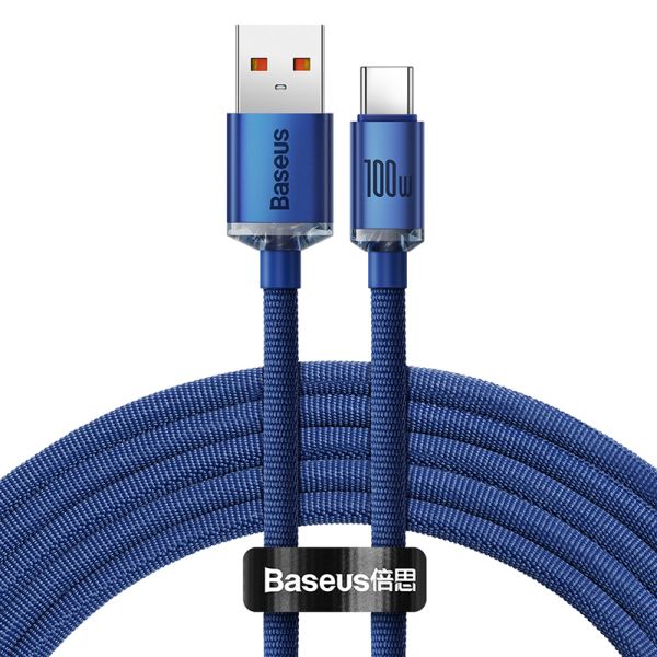 Кабель Baseus Crystal Shine Series Fast Charging Data Cable USB to Type-C 100W 2m Blue (CAJY000503)