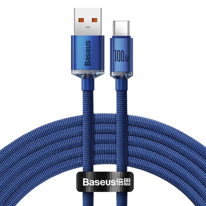 Кабель Baseus Crystal Shine Series Fast Charging Data Cable USB to Type-C 100W 2m Blue (CAJY000503)