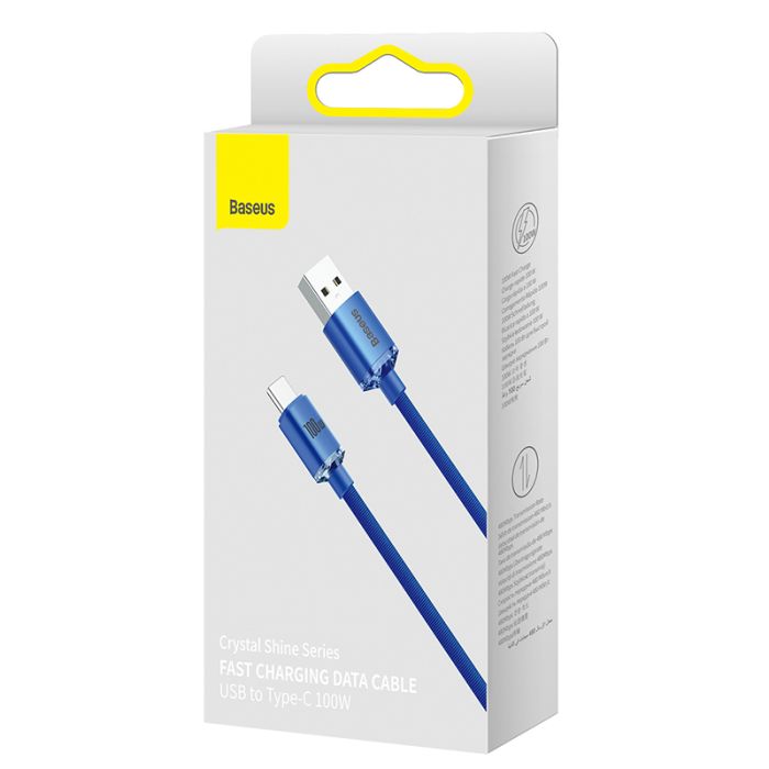 Кабель Baseus Crystal Shine Series Fast Charging Data Cable USB to Type-C 100W 2m Blue (CAJY000503)