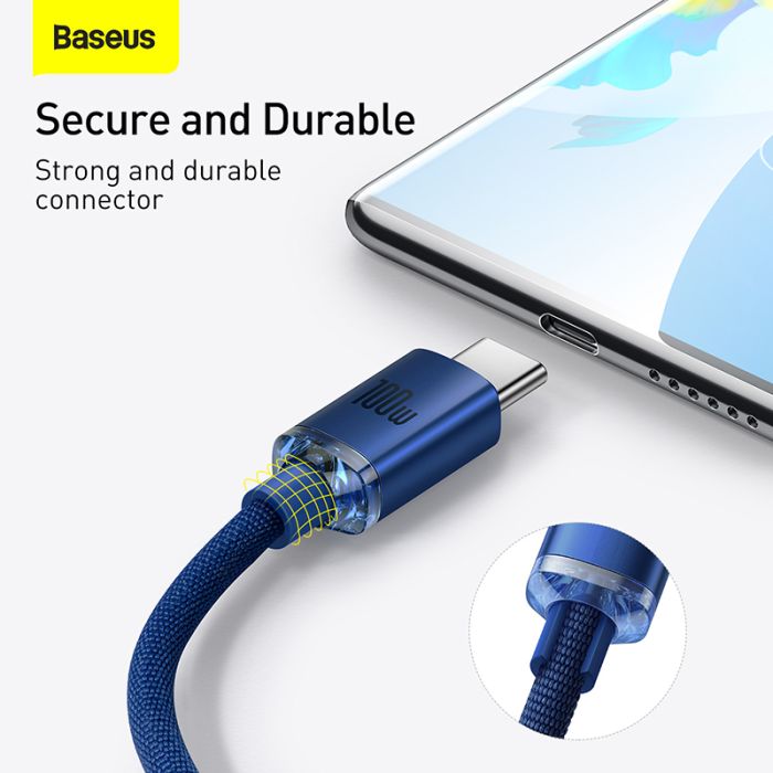 Кабель Baseus Crystal Shine Series Fast Charging Data Cable USB to Type-C 100W 2m Blue (CAJY000503)