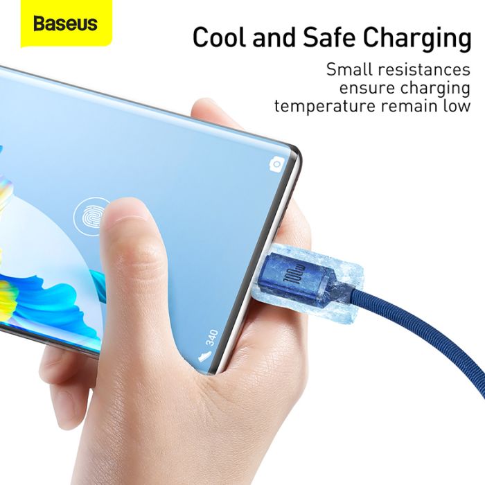 Кабель Baseus Crystal Shine Series Fast Charging Data Cable USB to Type-C 100W 2m Blue (CAJY000503)