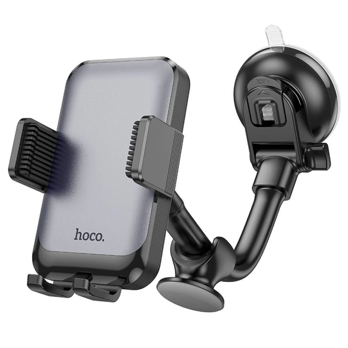 Автотримач для телефона HOCO H27 Rock push-type car holder(center console) Black gray (6942007608923)