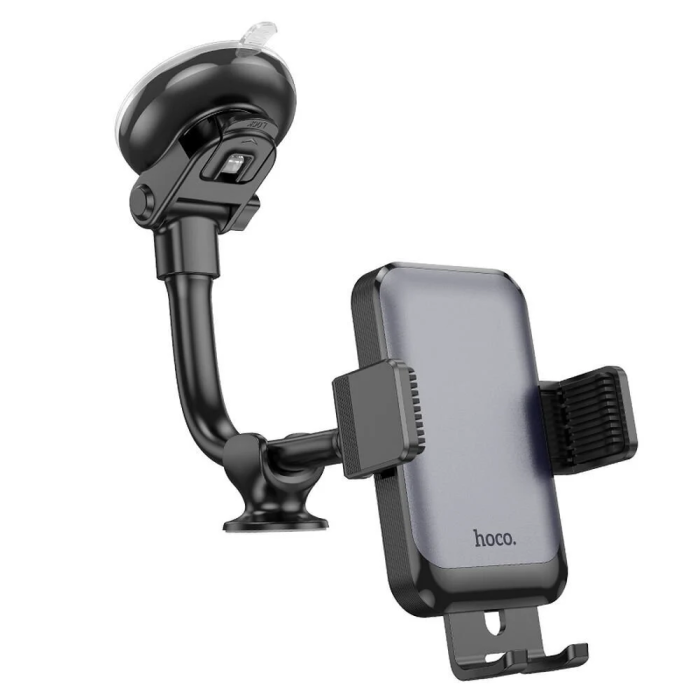 Автотримач для телефона HOCO H27 Rock push-type car holder(center console) Black gray (6942007608923)