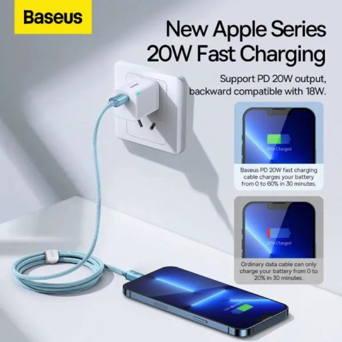 Кабель Baseus Gem Fast-Charging Data Cable USB-C to iP 20W 1m Galaxy Blue (P10373001311-00)