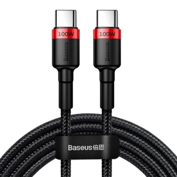 Кабель Baseus Cafule PD2.0 100W flash charging Type-C For Type-C cable (20V 5A)2m Red+Black (CATKLF-AL91)