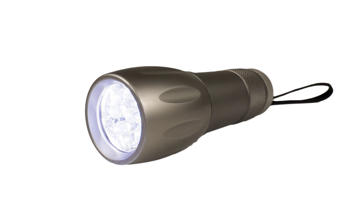 Ліхтарик на батарейках світлодіодний водостійкий 9 LED "TORCH 9" сріблястий (94308-IS)