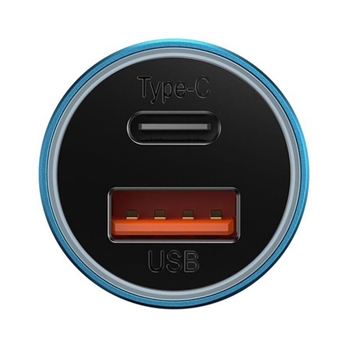 Автомобільний зарядний пристрій Baseus Golden Contactor Max Dual Fast Charger Car Charger U+C 60W Blue (CGJM000103)