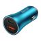 Автомобільний зарядний пристрій Baseus Golden Contactor Max Dual Fast Charger Car Charger U+C 60W Blue (CGJM000103)