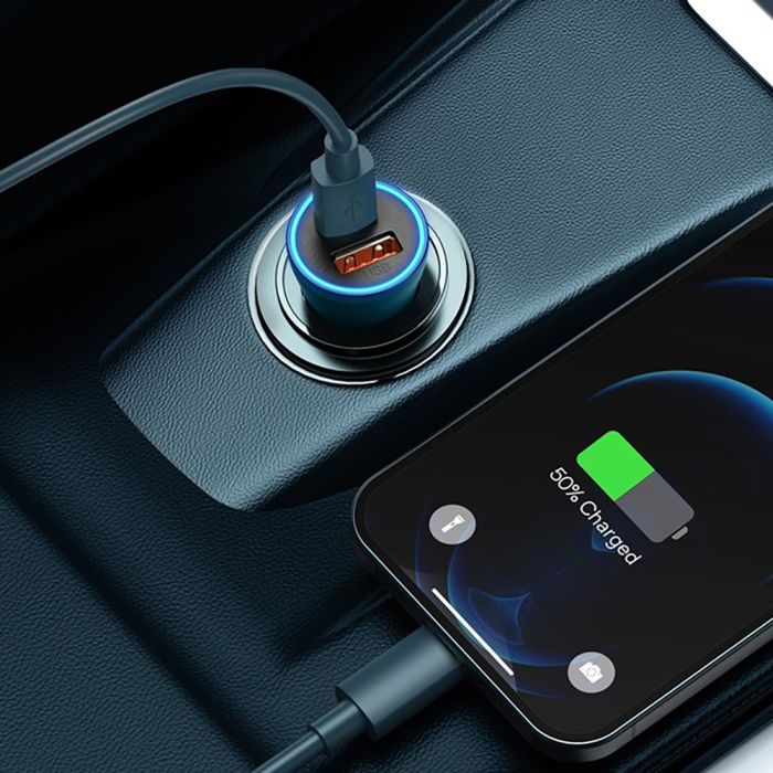 Автомобільний зарядний пристрій Baseus Golden Contactor Max Dual Fast Charger Car Charger U+C 60W Blue (CGJM000103)