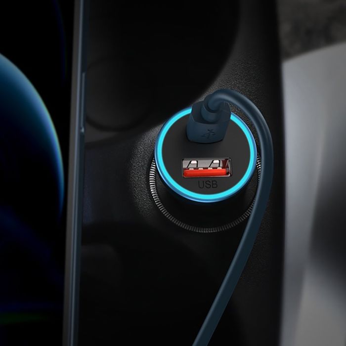 Автомобільний зарядний пристрій Baseus Golden Contactor Max Dual Fast Charger Car Charger U+C 60W Blue (CGJM000103)
