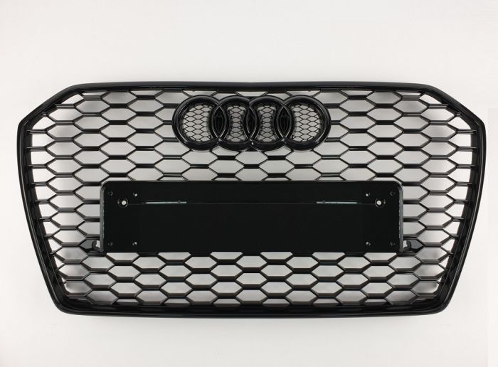 Решетка радиатора Ауди A6 C7 стиль RS6 черный глянец (14-18 г.в.)