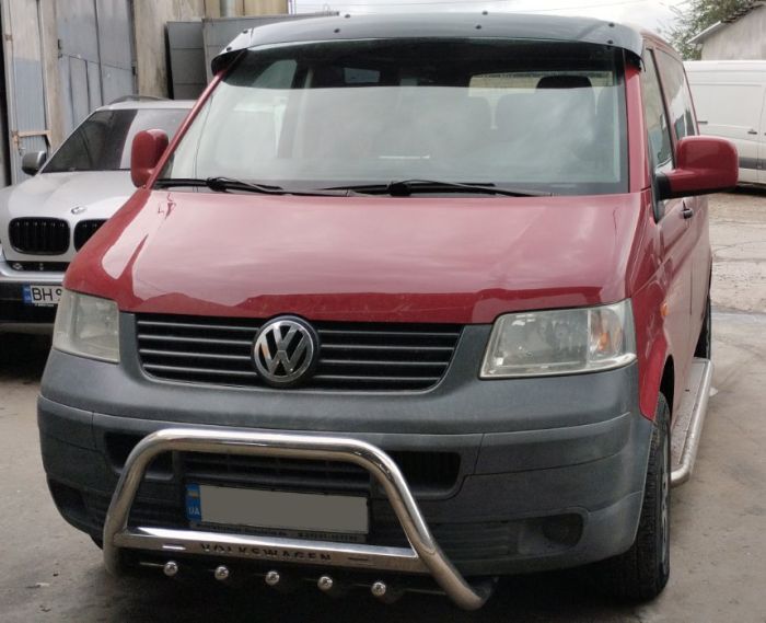Кенгурятник WT003 (нержавейка) 60мм, с надписью для Volkswagen T5 Transporter 2003-2010 гг