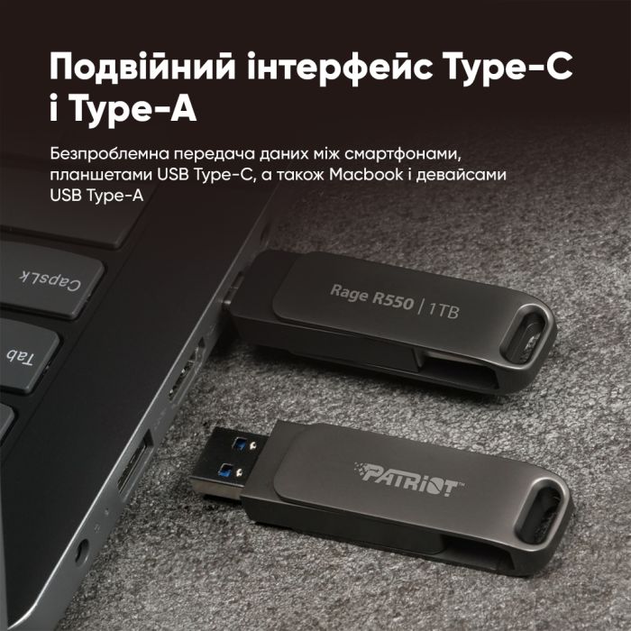 Флеш-накопичувач Patriot USB 3.2 Gen 1 Rage R550 1TB Type-A+C (PE1TR550DSAD)
