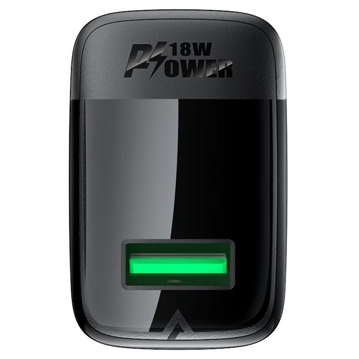 Мережевий зарядний пристрій ACEFAST A90 QC18W GaN single USB-A charger (EU) Black (6974316283249)