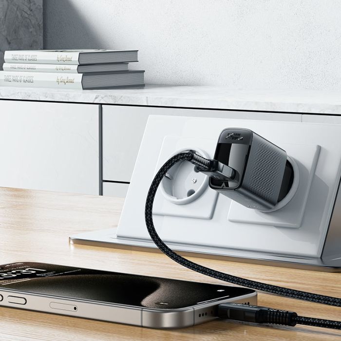 Мережевий зарядний пристрій ACEFAST A90 QC18W GaN single USB-A charger (EU) Black (6974316283249)