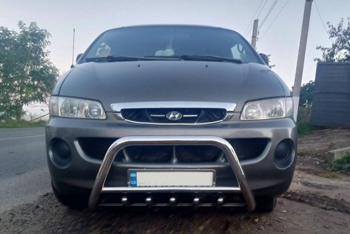 Защита переднего бампера (нерж. сталь) для Hyundai H200, H1, Starex 1998-2007 гг