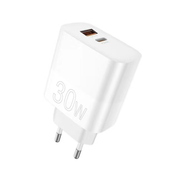 Мережевий зарядний пристрій WUW-C208 30W PD USB-C + USB QC3.0 18W white (6972573333417)