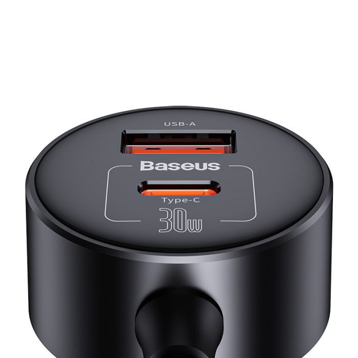 Автомобільний зарядний пристрій Baseus High Efficiency Pro 1-for-2 Car Cigarette Lighter 30W Cosmic Black (C00455300121-00)