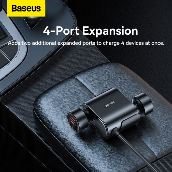 Автомобільний зарядний пристрій Baseus High Efficiency Pro 1-for-2 Car Cigarette Lighter 30W Cosmic Black (C00455300121-00)
