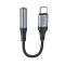 Аудiокабель HOCO LS36 Type-C to 3.5 female, nylon braid, 0.12m, Black (6942007608886)