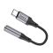 Аудiокабель HOCO LS36 Type-C to 3.5 female, nylon braid, 0.12m, Black (6942007608886)