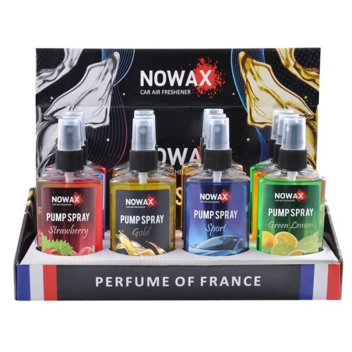 Набор ароматизаторов для авто Nowax Pump Spray 75 мл Микс 3 12 шт в боксе (NX07579)