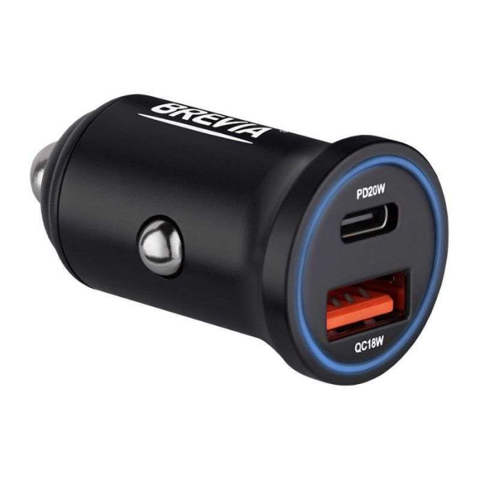 Зарядное устройство для авто BREVIA ePower DualChargeLED 38W USB-C USB-A черный (46038CALB)