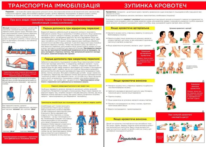 Аптечка автомобільна АМА-1 згідно ДСТУ 3961-2000 з турнікетом "Дніпро" та шинами імобілізаційними Poputchik (02-097-М) м'який футляр