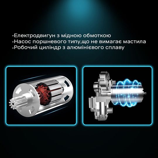 Автокомпресор GEMIX Model G black/blue поршневий з сумкою, цифровий манометр, функція AUTOSTOP, ліхтарик, 35 л/хв