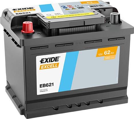 Автомобільний акумулятор EXIDE Excell 6СТ-62Ah Аз (+/-) 540A (EN)