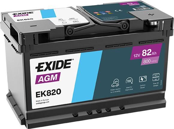 Автомобільний акумулятор EXIDE START-STOP AGM 6СТ-82Ah АзЕ (-/+) 800А (EN)