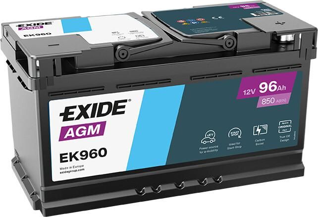 Автомобільний акумулятор EXIDE START-STOP AGM 6СТ-96Ah АзЕ (-/+) 850А (EN)