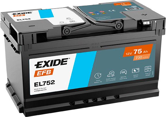 Автомобільний акумулятор EXIDE Start-Stop EFB 6СТ-75Ah АзЕ (-/+) 730A (EN)