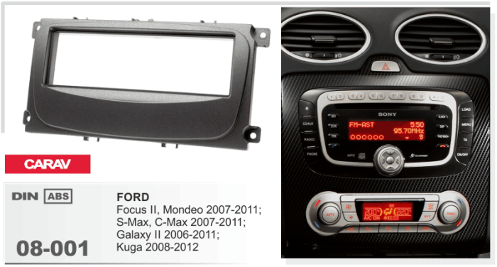 Переходная рамка Ford Focus, Mondeo, S-Max, C-Max, Galaxy, Kuga Carav 08-001